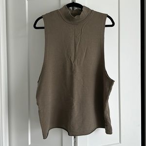 Alo Yoga High Neck Tank, Size Large, Olive Green Color